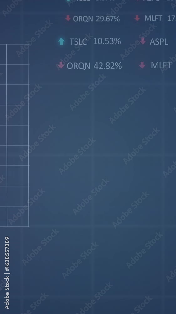Aufkleber animation of statistical and stock market data processing against blue background