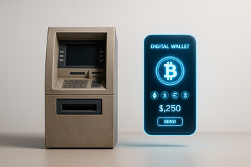 ATM Machine with Digital Wallet Bitcoin Interface