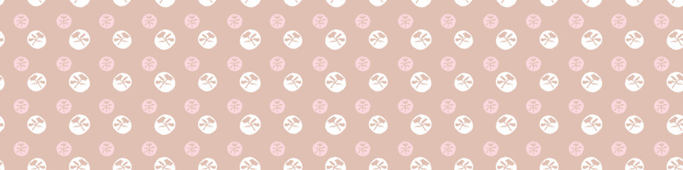 Polka dot blockprint seamless vector border. Neutral unisex whimsical style for washi tape, edging and handmade print texture. spotty vintage Ribbon. 