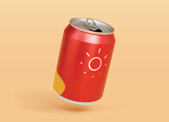 Red Soda Can 3D icon Rendering, 3D Vector Beverage Illustration Isolated vector for Advertising and Digital Media