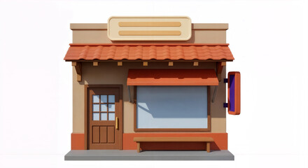 Stylized 3D Storefront with Awning
