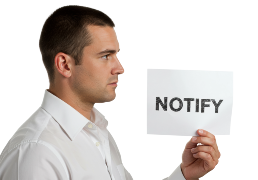 Notify action by individual office setting portrait professional environment side communication concept. Cut out png