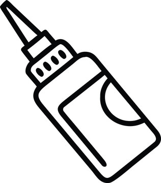 Black outline of a glue bottle with a pointed nozzle adhesive liquid