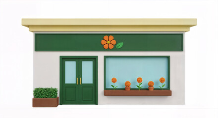 Miniature Flower Shop or Small Business Facade 3D Render