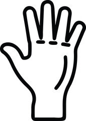 Obraz premium Black outline of an open hand with five fingers spread wide vector