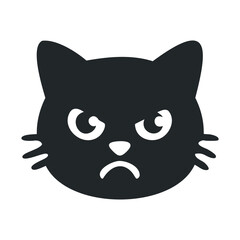 Angry cat icon with fierce expression and whiskers