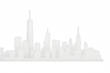 White paper cut out of new york city skyline including one world trade center with transparent background
