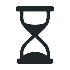 Black hourglass icon representing time and patience in minimalist silhouette design