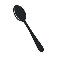 Minimalist black spoon illustration on white background