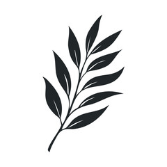 Fototapeta premium Simplistic black leaf silhouette on white background