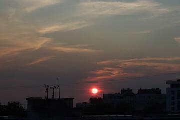 sunset over the city