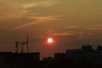 sunset over the city