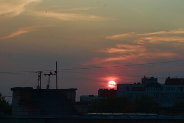 sunset over the city