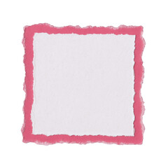 Torn Paper Frame with Pink Border and White Center, Isolated on Black for Design and Decoration