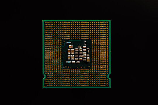 Close-Up of a Computer Processor Isolated on a Black Background
