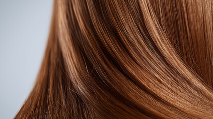 Hair styling techniques for long brown hair in a studio setting capturing smoothness and shine close-up view beauty concept
