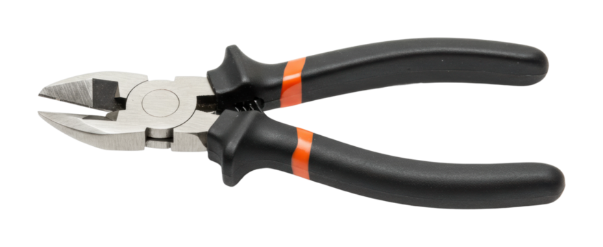 Tool action pliers working on wire diy workshop industrial environment. Cut out png