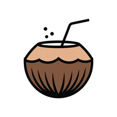 Coconut Water icon vector on White Background ,Vector Art Illustration on white background.