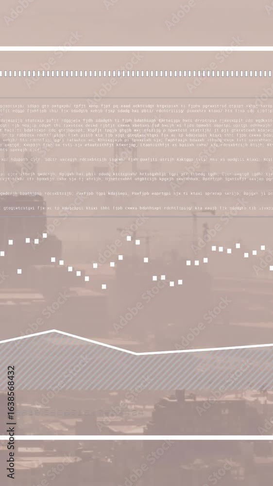 Poster animation of graphs and loading bar over aerial view of modern cityscape against sky