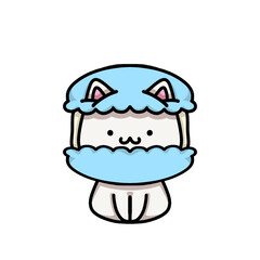[Dessert Edition] Blueberry macaron - White cat