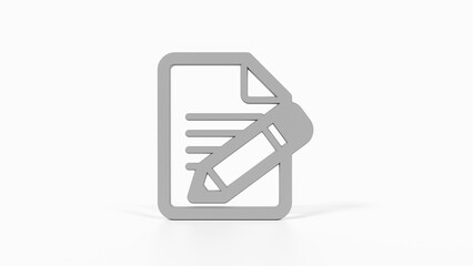 8K Gray 3D Render of Memo Icon with White Background for Note Taking, Writing Apps, and User Interfaces

