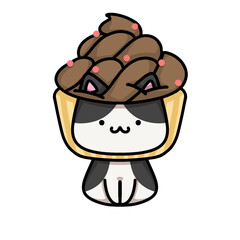 [Dessert Edition] Chocolate cupcake - Tuxedo cat