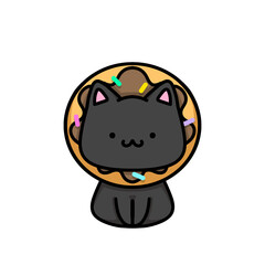 [Dessert Edition] Chocolate glazing donut - Black cat