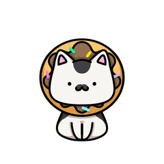 Naklejka premium [Dessert Edition] Chocolate glazing donut - Mustache cat