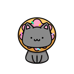 [Dessert Edition] Pink glazing donut - Russian Blue cat