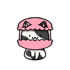 [Dessert Edition] Strawberry macaron - Cow cat