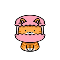 [Dessert Edition] Strawberry macaron - Ginger cat