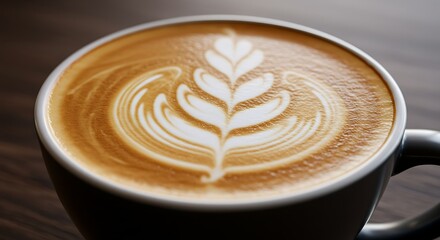 Close up of a latte with beautiful latte art