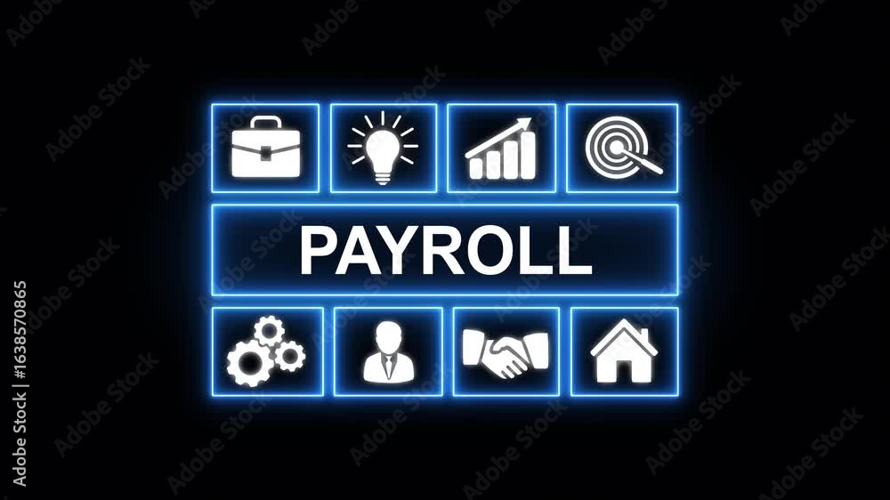 Poster payroll business finance concept on virtual screen. payroll is the process of calculating and distri