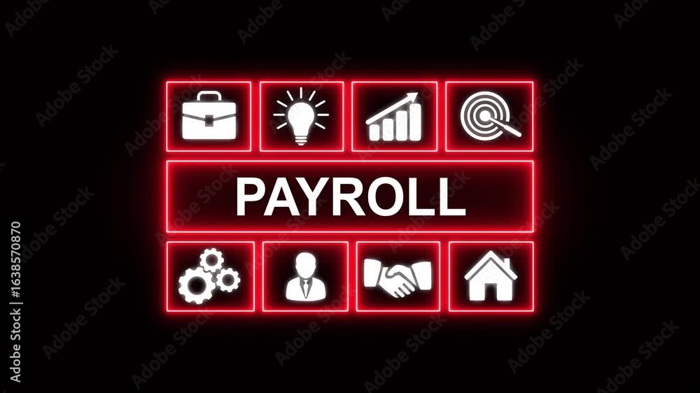 Poster payroll business finance concept on virtual screen. payroll is the process of calculating and distri