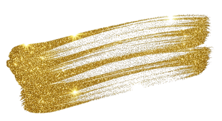 Illustration of gold glitter brush stroke isolated on transparent background
