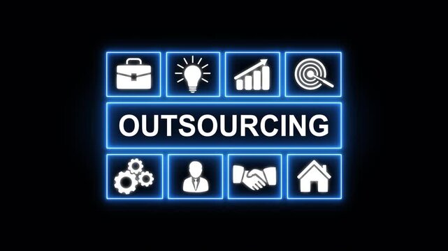 Business, Technology, Internet and network concept. Outsourcing human resources. Outsourcing is the practice of delegating certain business processes or tasks to external companies