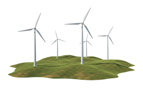 Renewable energy generation wind farm digital green landscape aerial sustainable development. Cut out png