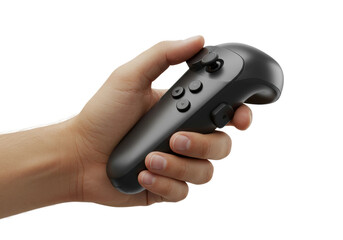 Gaming action with handheld controller indoor setting digital content exciting environment. Cut out png