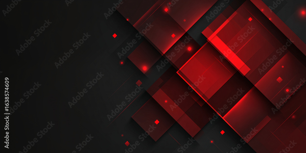 Poster abstract geometric background with rectangular shapes. red rectangular shapes on black background. b