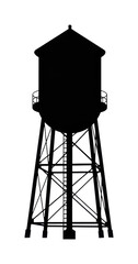 Silhouette of a water tower against a clear sky urban landscape minimalist. Cut out png