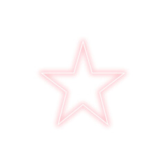 Pink Neon Star Icon – Glowing Hollow Symbol with White Outline
