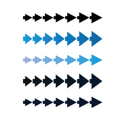Black blue and purple arrows pointing right direction forward
