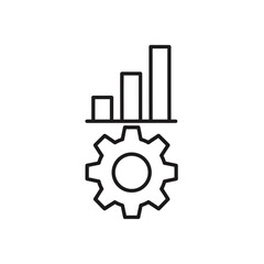 Obraz premium Line icon representing analytics and business growth with a gear for operational efficiency, isolated on white background
