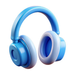 Minimal Plastic Headphone Icon in Cool Blue with Rounded Pads and Glossy Surface