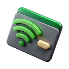 Dynamic Dark Gray 3D Plastic Credit Card with Bright Green Wi-Fi Signal