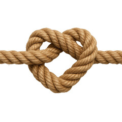 Intricate Heart-Shaped Knot Formed from Thick Natural Fiber Rope, Symbolizing Connection and Unity