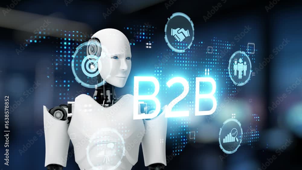 Poster ai-driven b2b strategy revolutionizing business operations through intelligent automation, real-time