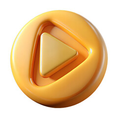Premium Golden Plastic Play Icon with Smooth Ring and Reflective Triangle