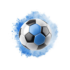 Obraz premium Soccer ball blue splash isolated on a transparent background