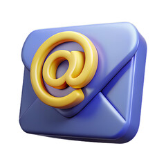 Stylized White Plastic Mail Icon with Glowing “@” and Smooth Surface